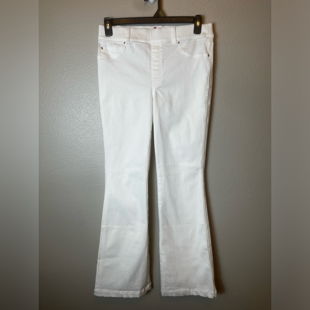 Spanx Womens Jeans EveryWear Kick Flare Ankle High Rise Pull On White Size L